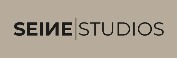 SEINE STUDIOS logo on a beige background